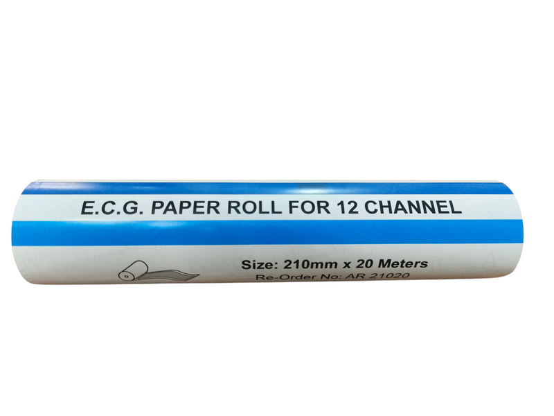 12 Channel Thermal ECG Graph Paper Roll Width 210mm and Length 20mtr | 210mm X 20mtr Suitable for Contec CMS 1200G/Bionet 12 channel ECG Machine/Clarity True Beat 200 (PACK OF 5)