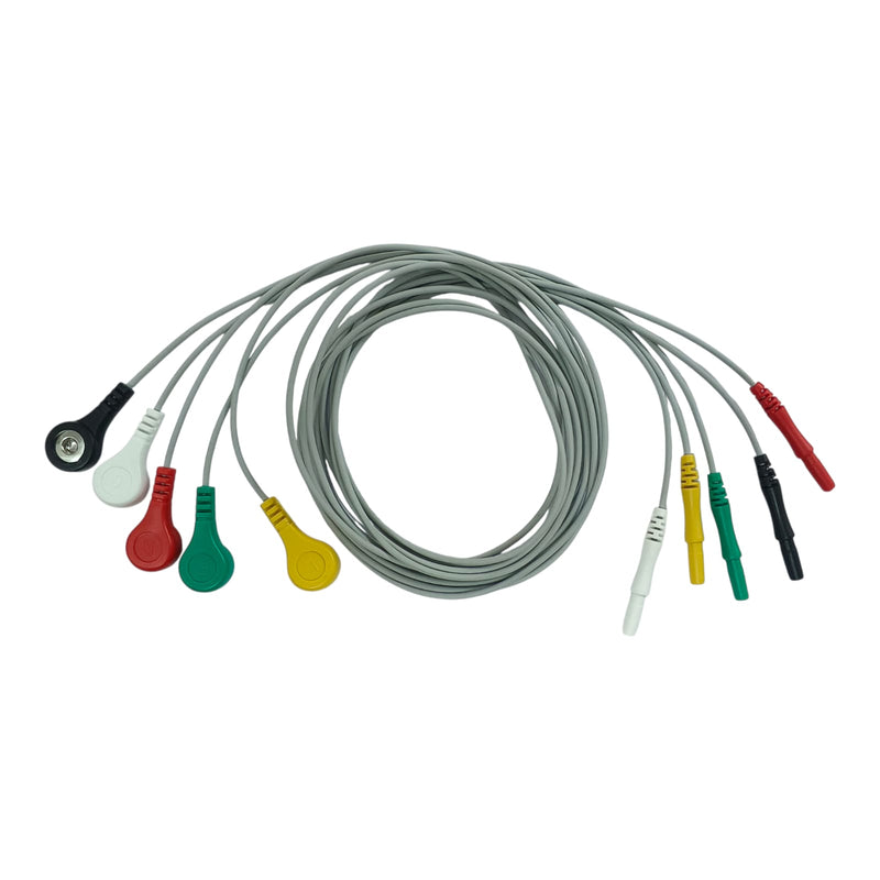 5 Lead ECG Holter Cable – Button Type 1.5 mm DIN for Contec TLC9803 Holter ECG Monitor