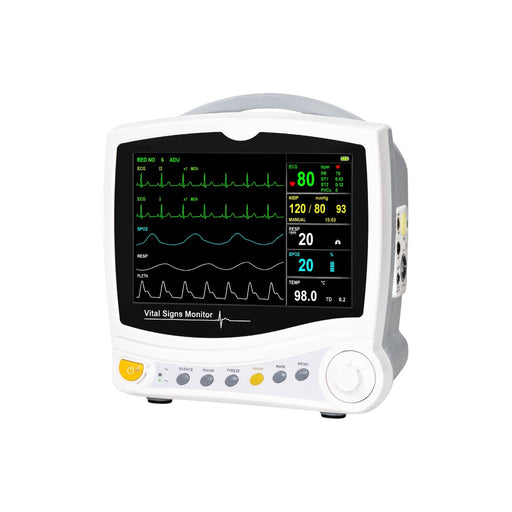 8-inch multiparameter patient monitor with ECG SpO2 NIBP respiration and dual temperature monitoring