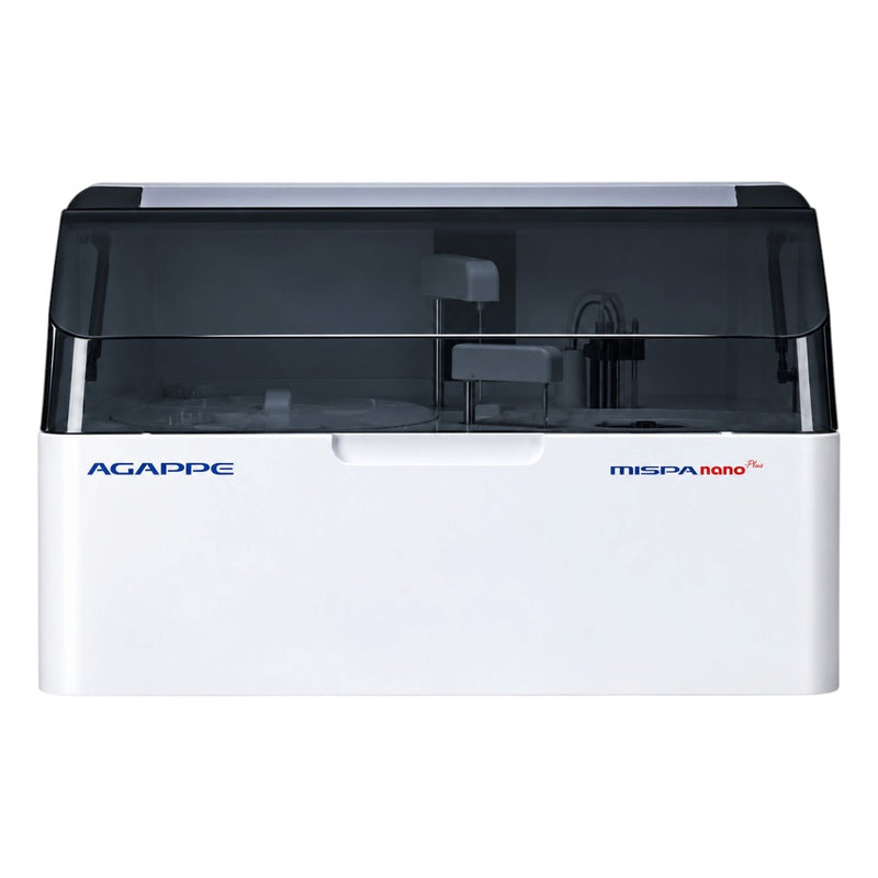 Agappe Mispa Nano Plus analyzer with on-board reagent refrigeration and laundry