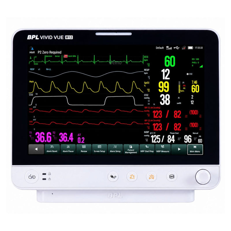 BPL Vivid Vue M12 ECG SpO2 NIBP temperature patient monitoring system