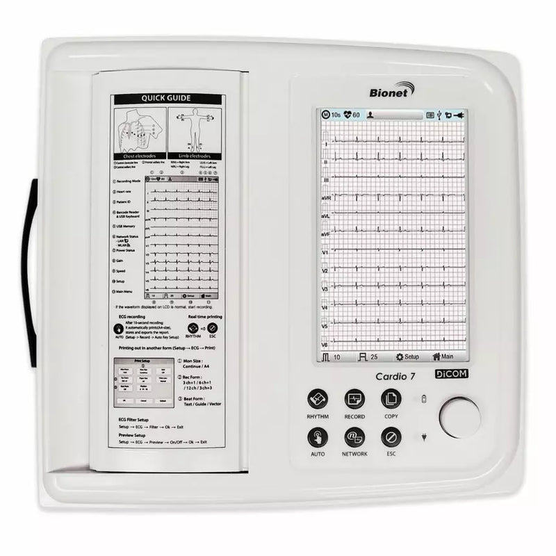 Bionet Cardio-7 12 Channel ECG Machine with 7-inch touchscreen and thermal printer