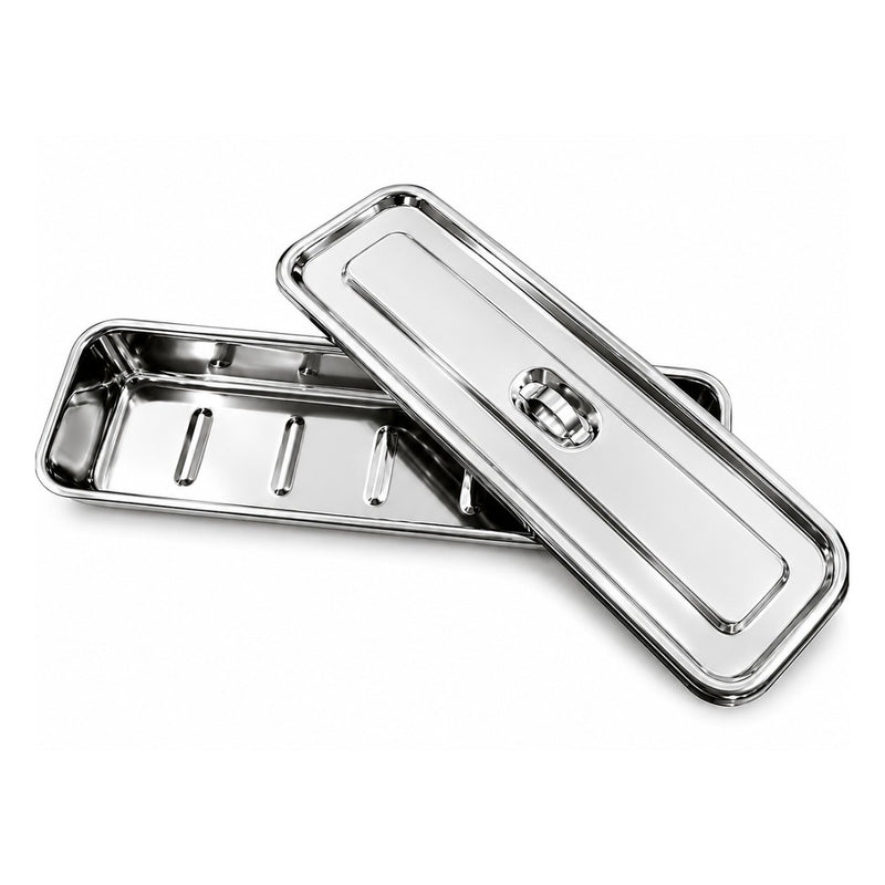 Biotronix Instruments stainless steel catheter tray with lid