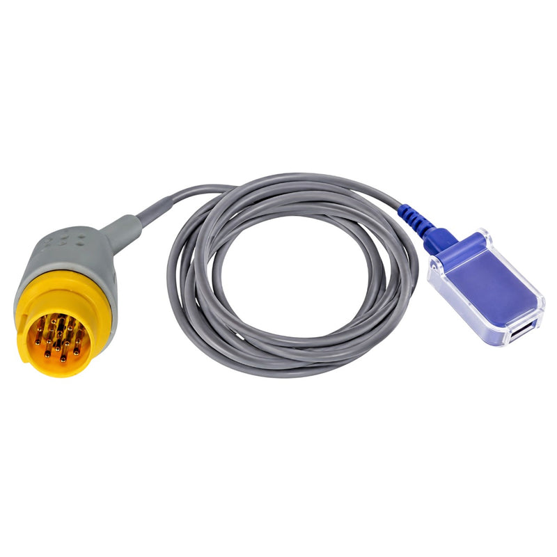White SpO₂ extension adapter cable listed for L&T 12-pin compatibility