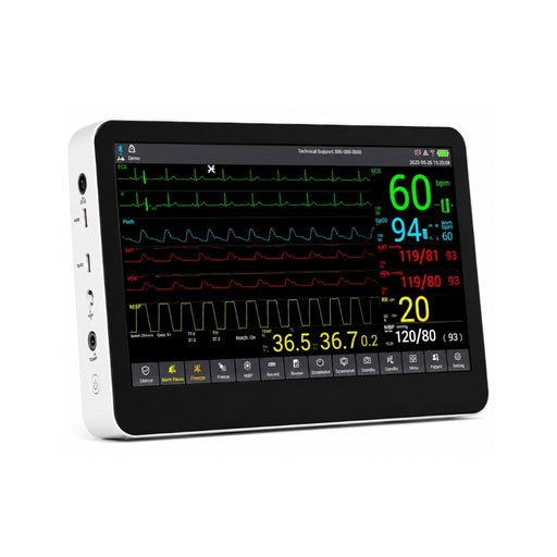 Buy CONTEC CMS8500 6-parameter patient monitor with 14.1-inch touchscreen, ECG, SpO₂, NIBP, RESP, TEMP and PR monitoring.