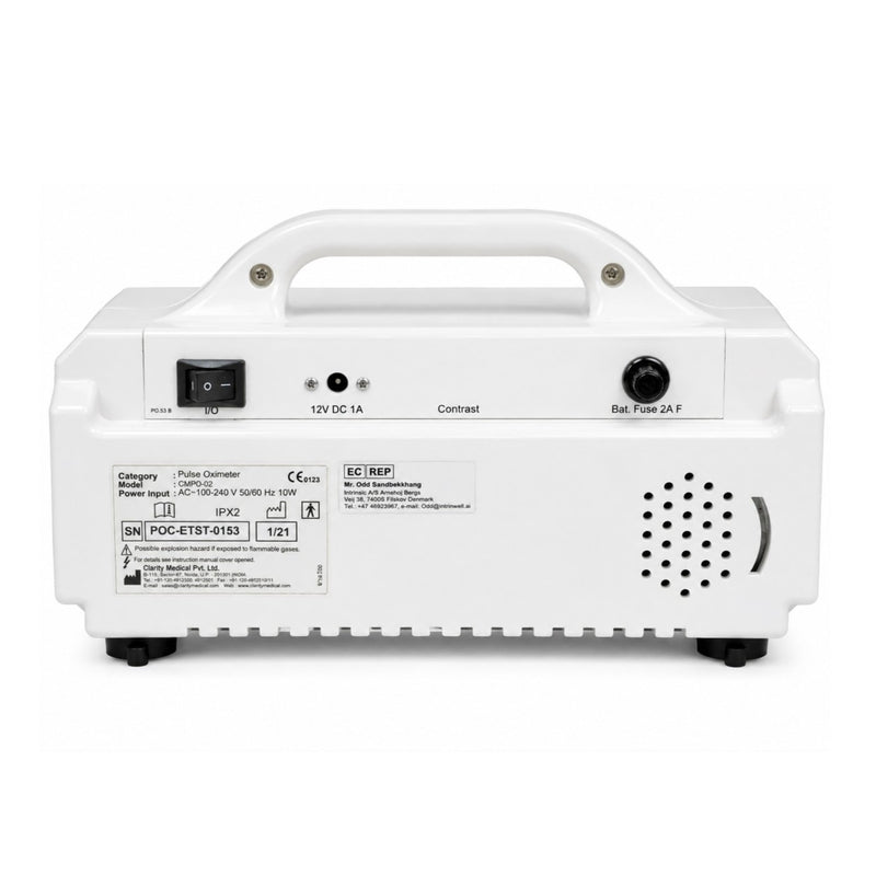 Clarity Oxyplus-240ST bedside pulse oximeter with pleth waveform and 48-hour trend memory for hospitals and clinics