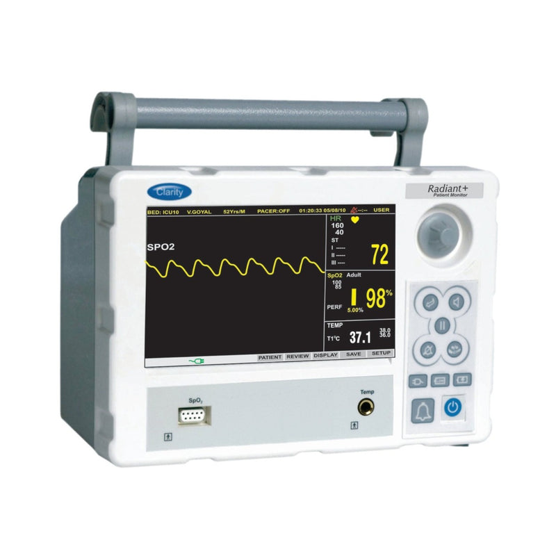 Clarity Radiant+ portable patient monitor with SpO₂ and temperature monitoring