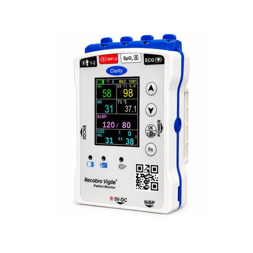 Clarity Recobro Vigile Vital Signs Monitor with ECG, SpO₂, NIBP, and temperature monitoring available at Health Yantra Store