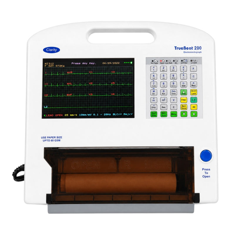 Clarity Medical TrueBeat200 digital ECG machine for hospitals with simultaneous 12-lead ECG acquisition