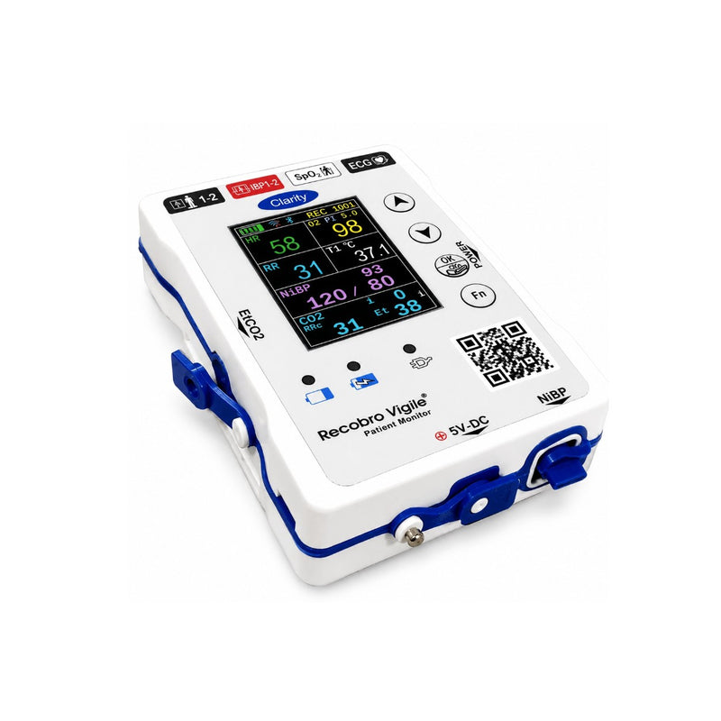 Clarity bedside vital signs monitor with ECG, pulse rate, blood pressure, and SpO₂ monitoring