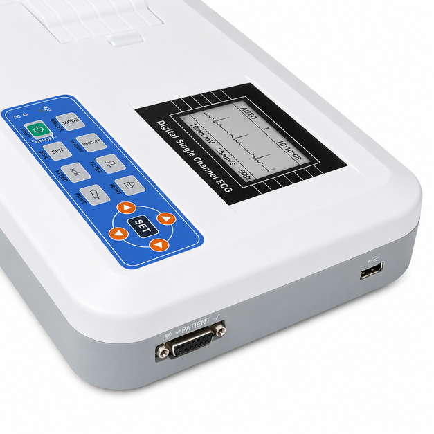 Contec 100G Single Channel ECG Machine with 12-lead ECG acquisition, 2.7-inch colour LCD display and thermal printer