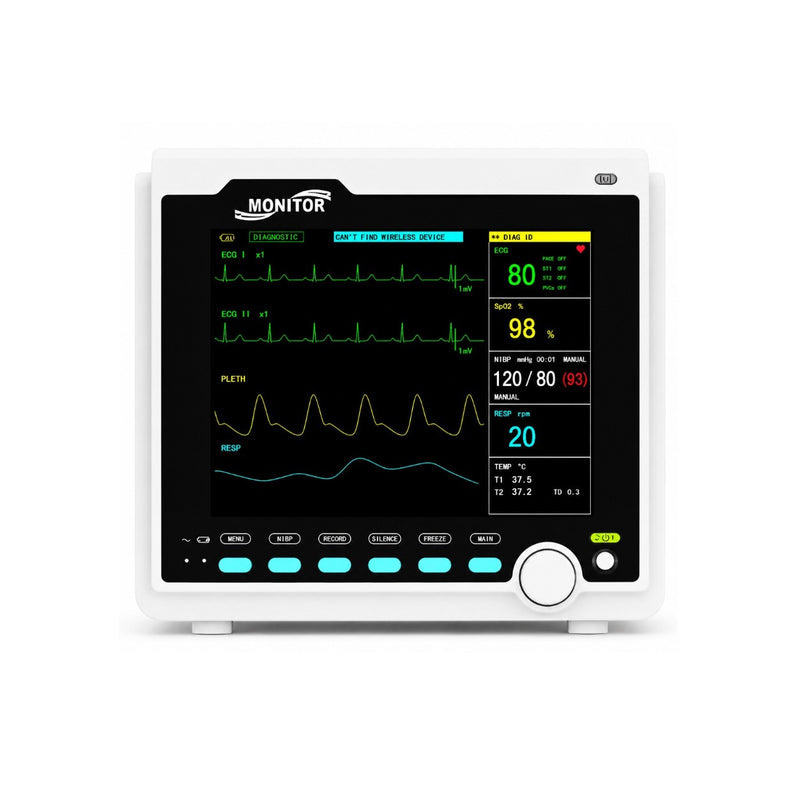 Contec CMS6000 multiparameter patient monitor showing ECG SpO2 NIBP and vital signs