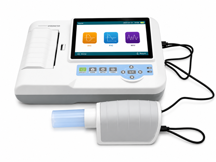 Contec SP100 portable spirometer with 7-inch touchscreen, built-in thermal printer, Health Yantra Store