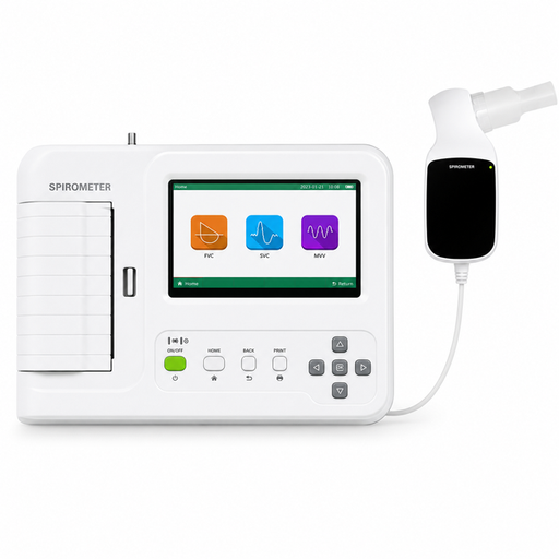 Buy Contec SP100 Spirometer with 7-inch touchscreen, thermal printer, USB PC software, 30+ lung parameters and 10,000 record storage online. Health Yantra Store