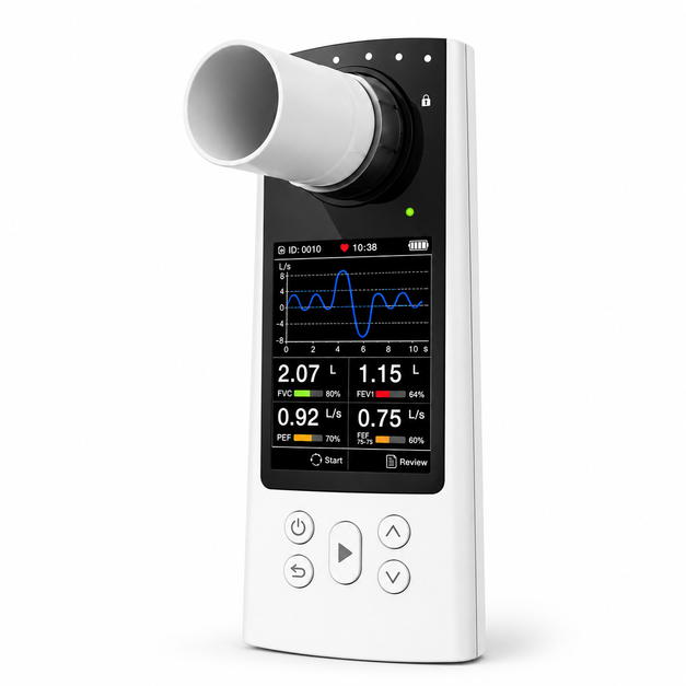 Contec SP80B Bluetooth Digital Spirometer with infrared sensor, 2.8-inch colour LCD, Bluetooth and USB connectivity for pulmonary function testing