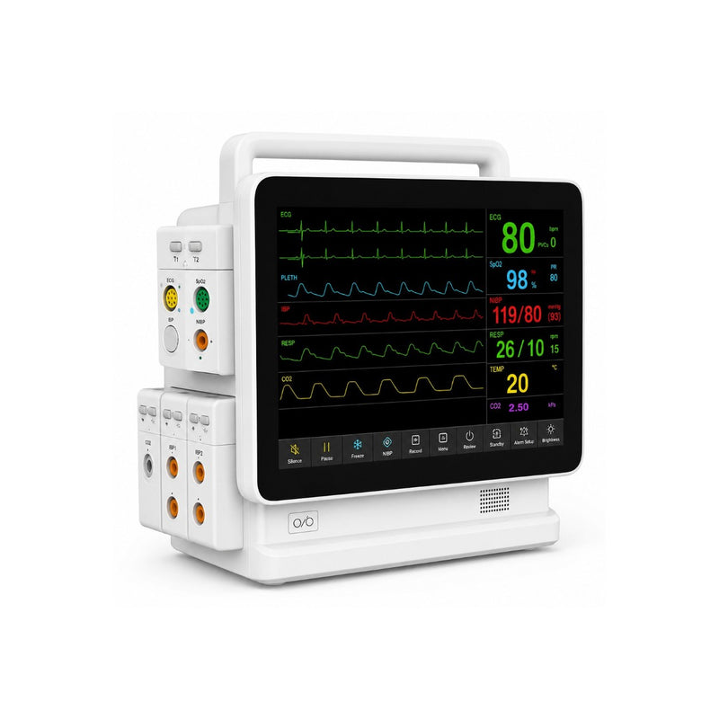 Contec TS13 multiparameter patient monitor displaying ECG SpO2 NIBP and vital signs