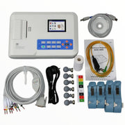 Contec 600G 6 Channel ECG Machine with 7-inch TFT touchscreen, 12-lead ECG recording, thermal printer, and USB connectivity for hospitals and clinics