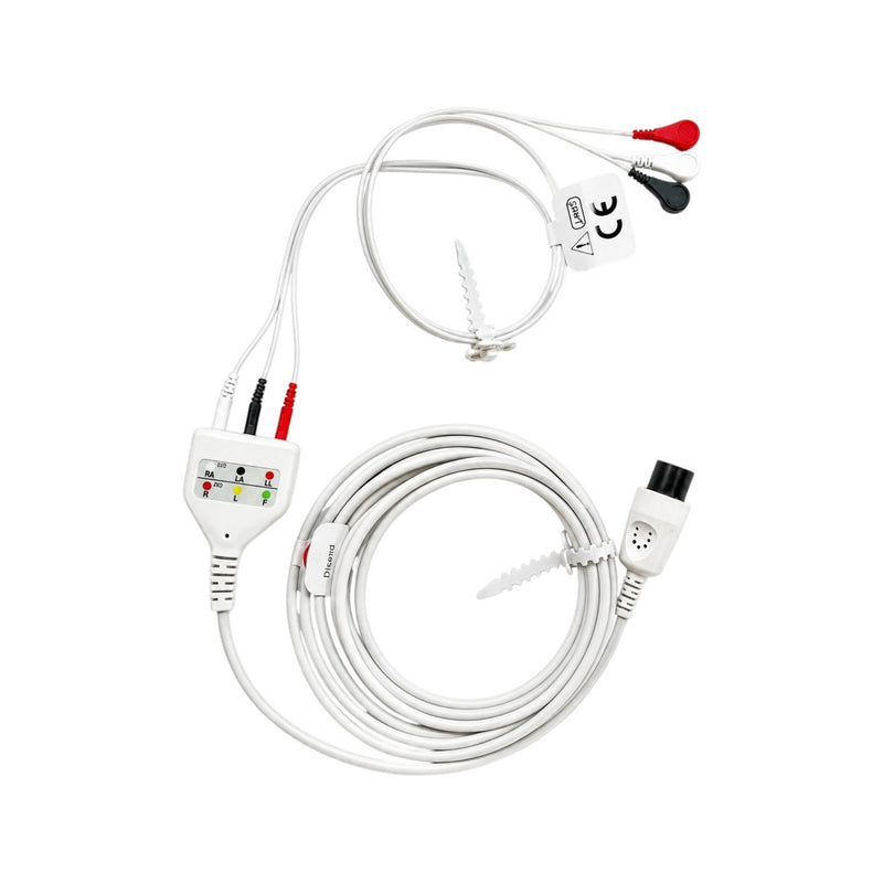 Universal ECG Cable 6 Pin Direct 3 Leads Snap AHA Compatible with Mindray EDAN GE Nihon Kohden Patient Monitors