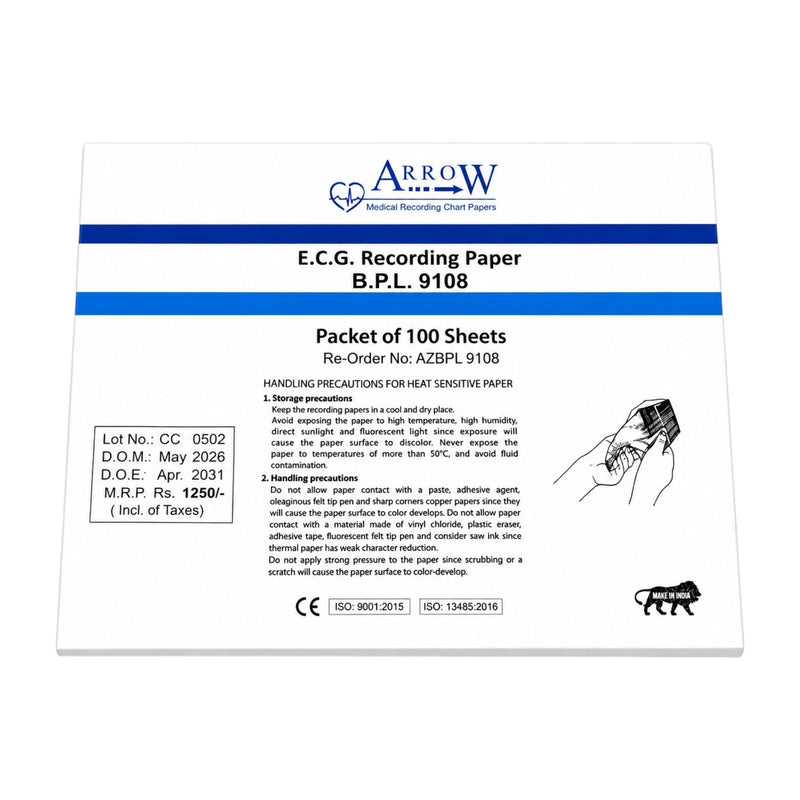A4 Z Fold Thermal ECG Paper 210mm x 295mm 100 Sheets Compatible with BPL GE Mindray EDAN 12 Channel ECG Machines