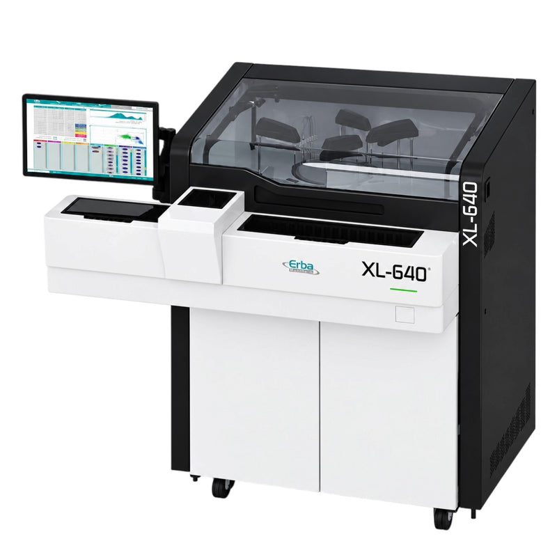 Erba XL-640 fully automatic chemistry analyzer with throughput of up to 400 photometric tests per hour