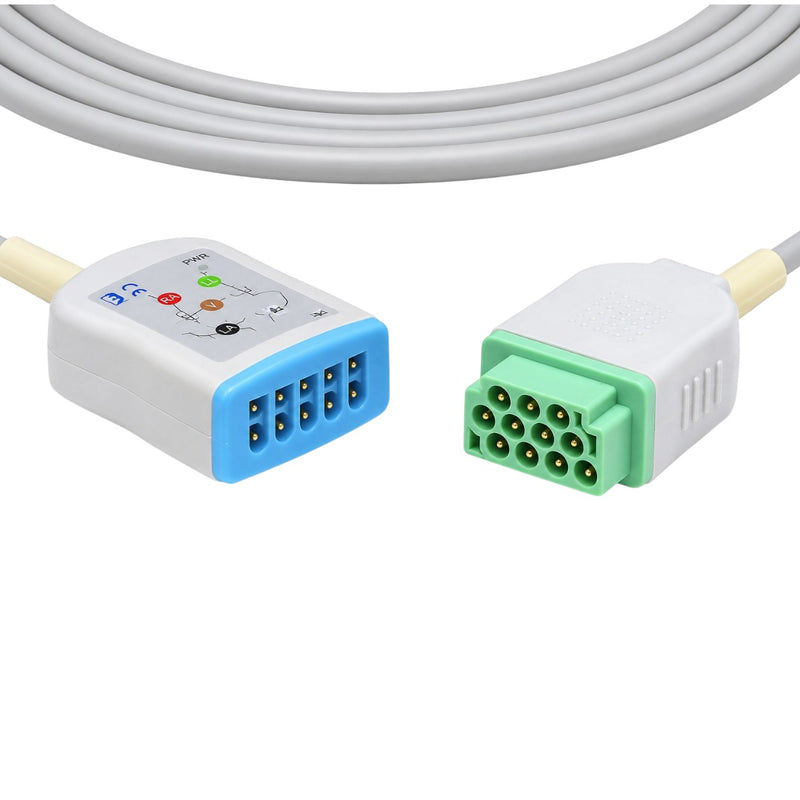 GE ECG trunk with 5-lead configuration cable made from thermoplastic polyurethane
