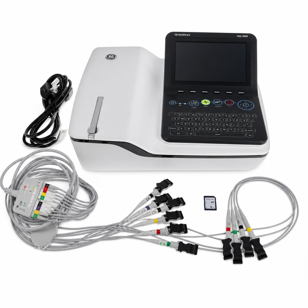 Compact GE Healthcare 2000 12 Channel ECG Machine for bedside, outpatient, and emergency cardiac diagnostics