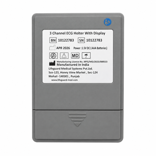 Lifeguard 3 Channel ECG Holter Recorder with OLED Display for Long-Term ECG Monitoring