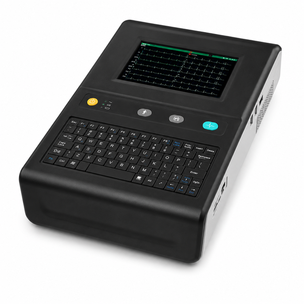 Digital 12 Lead ECG Machine with 7-inch touchscreen, automatic interpretation, DICOM support and 16000Hz sampling available at Health Yantra Store