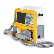 Maestros Vital Wave Biphasic Defibrillator with 270J energy delivery, 7-inch TFT display, ECG monitoring, rechargeable battery, and portable emergency cardiac care design for hospitals and ambulances