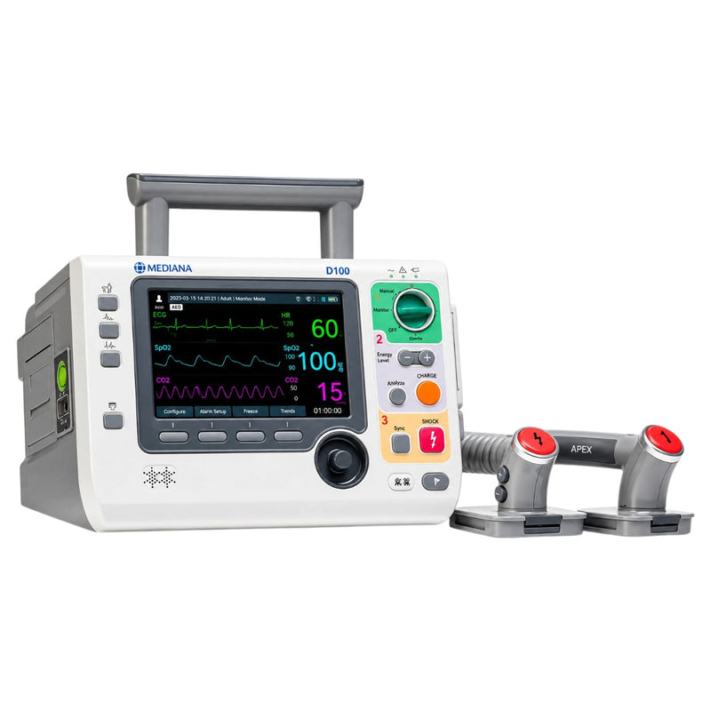 Mediana D100 monitor defibrillator integrated thermal recorder