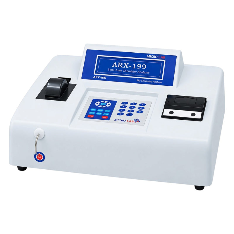 Microlab ARX 199 laboratory analyzer with Peltier-controlled incubation at 25°C, 30°C, and 37°C