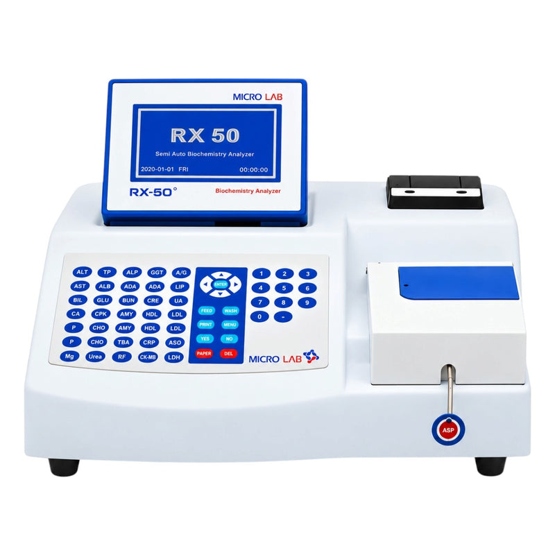 Microlab RX 50 semi-automatic biochemistry analyzer for clinical laboratory biochemical and coagulation testing.