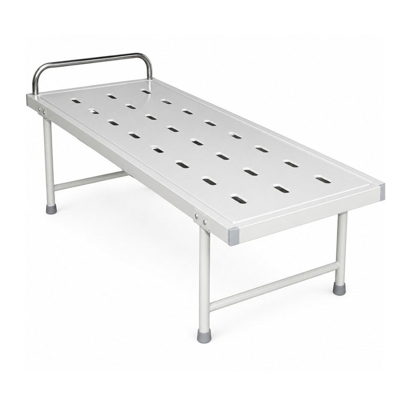 mild steel attendant hospital bed with silver finish