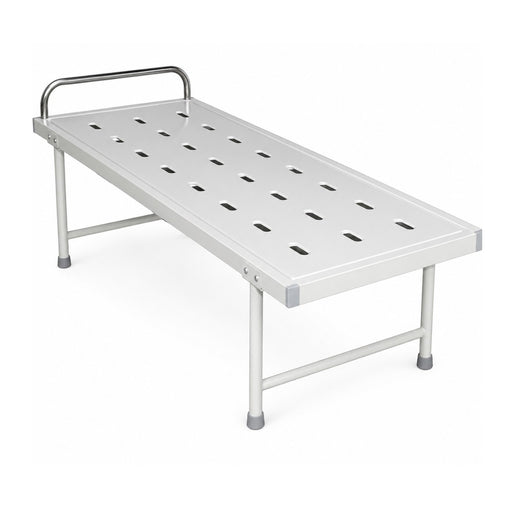 mild steel attendant hospital bed with silver finish