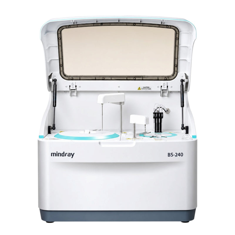 Mindray BS-240 fully automatic chemistry analyzer with a refrigerated reagent compartment operating at 2–12°C.