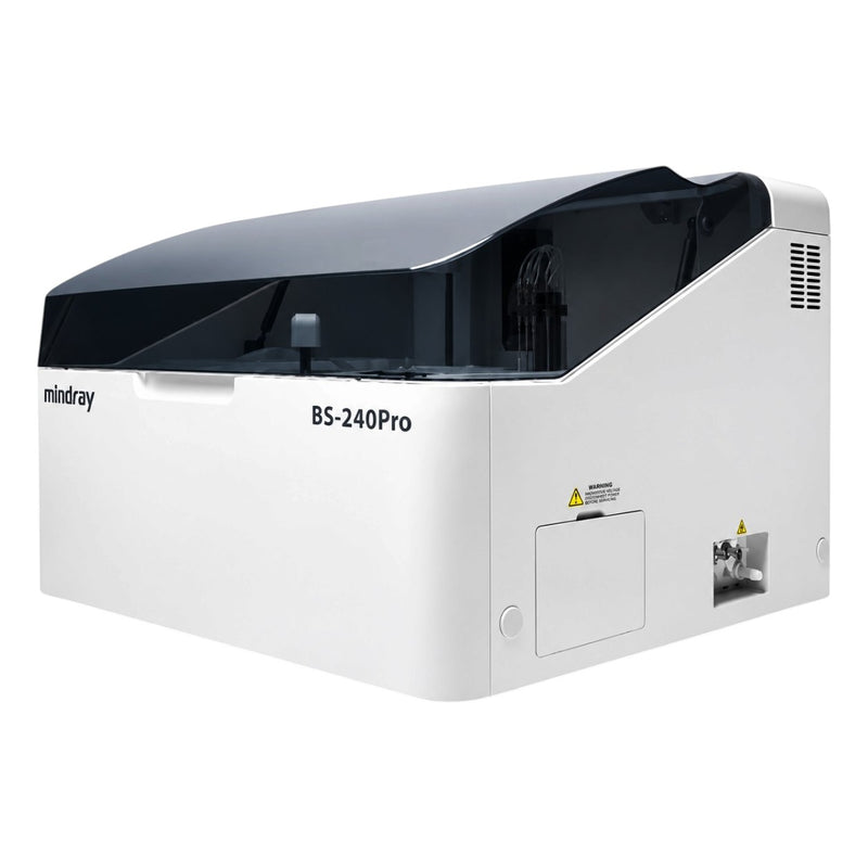 Mindray BS-240 Pro chemistry analyzer with an intelligent probe featuring liquid-level detection and collision protection.