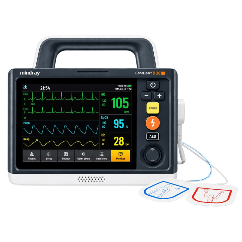 Lightweight Mindray BeneHeart D30 emergency defibrillator monitor