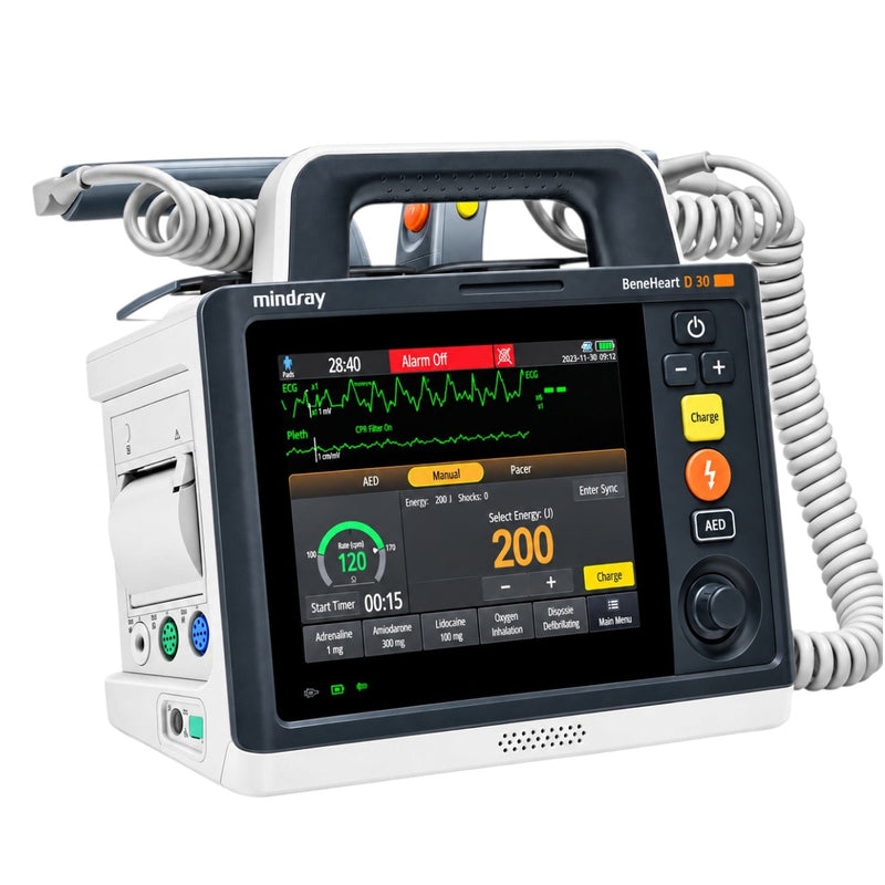 Lightweight Mindray BeneHeart D30 emergency defibrillator monitor