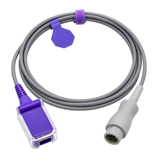 Mindray OxiMax SpO₂ extension adapter cable with white TPU cable