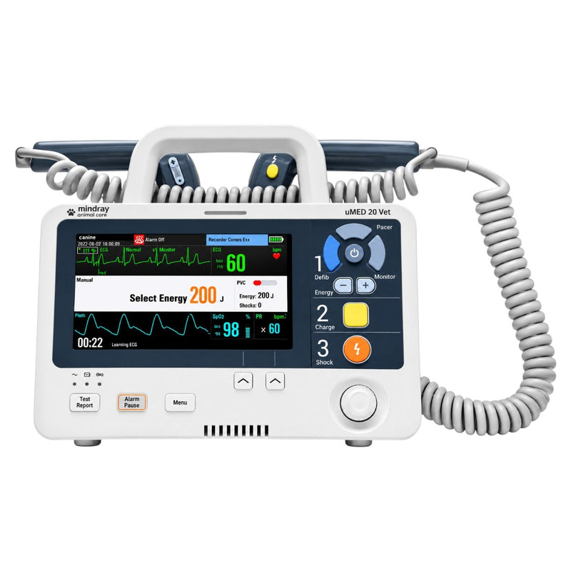 Mindray uMED 20 AED and biphasic defibrillator control panel