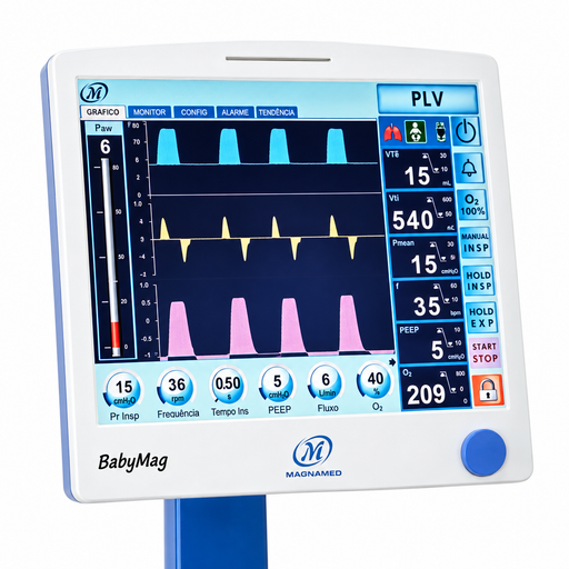 Nidek BABYMAG ventilator with multiple neonatal and pediatric ventilation modes