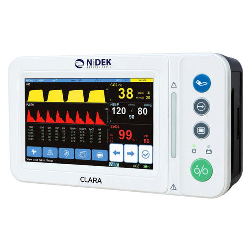 Nidek Clara patient monitor with optional mainstream or sidestream EtCO₂ upgrade