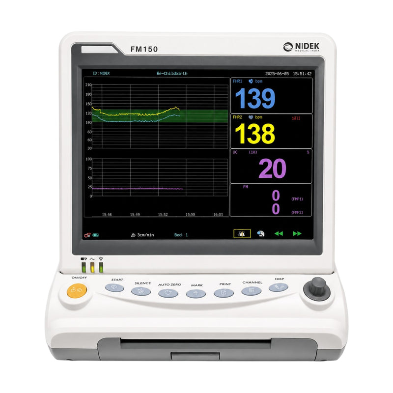 Nidek FM150 CTG Fetal Monitor with 12.1-inch LCD display, thermal printer, fetal heart monitoring and TOCO available at Health Yantra Store