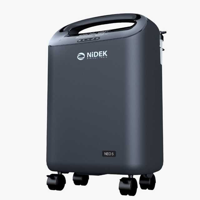 Nidek NEO 5 Oxygen Concentrator 5 LPM with PSA technology, built-in nebulizer, oxygen purity indicator and ultra-quiet operation