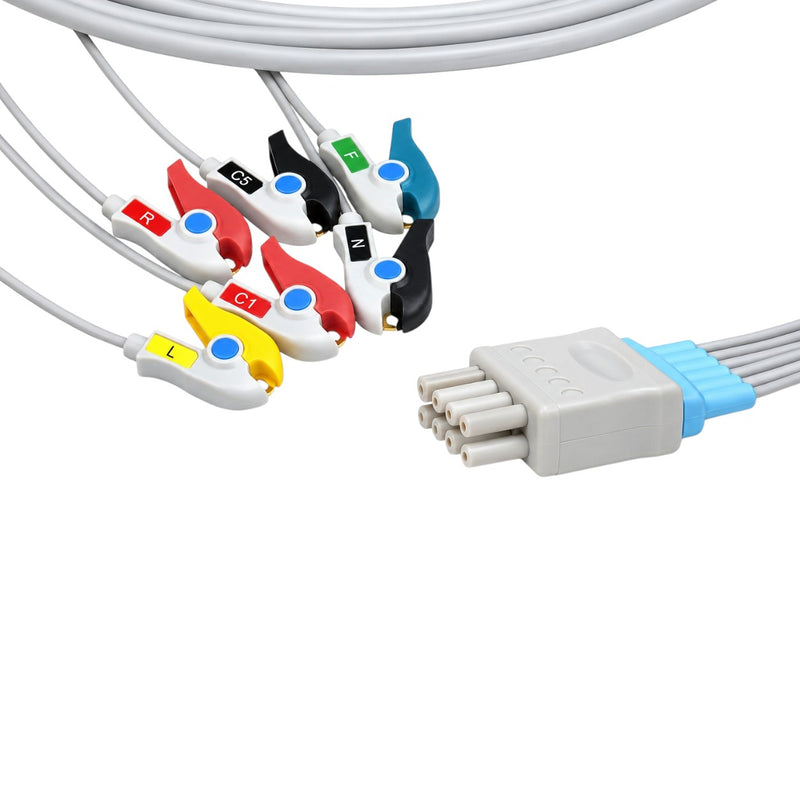 : Nihon Kohden 6 lead ECG leadwire set for adult patients with thermoplastic polyurethane cable and 6 month warranty