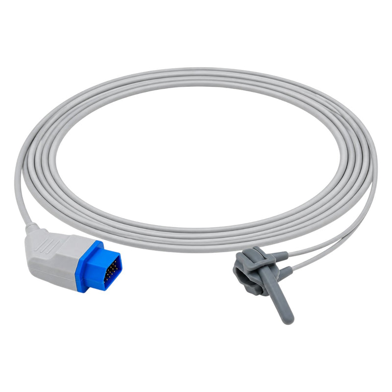 Gray 4mm TPU-jacketed cable for Nihon Kohden PVM/Vismo SpO₂ sensor