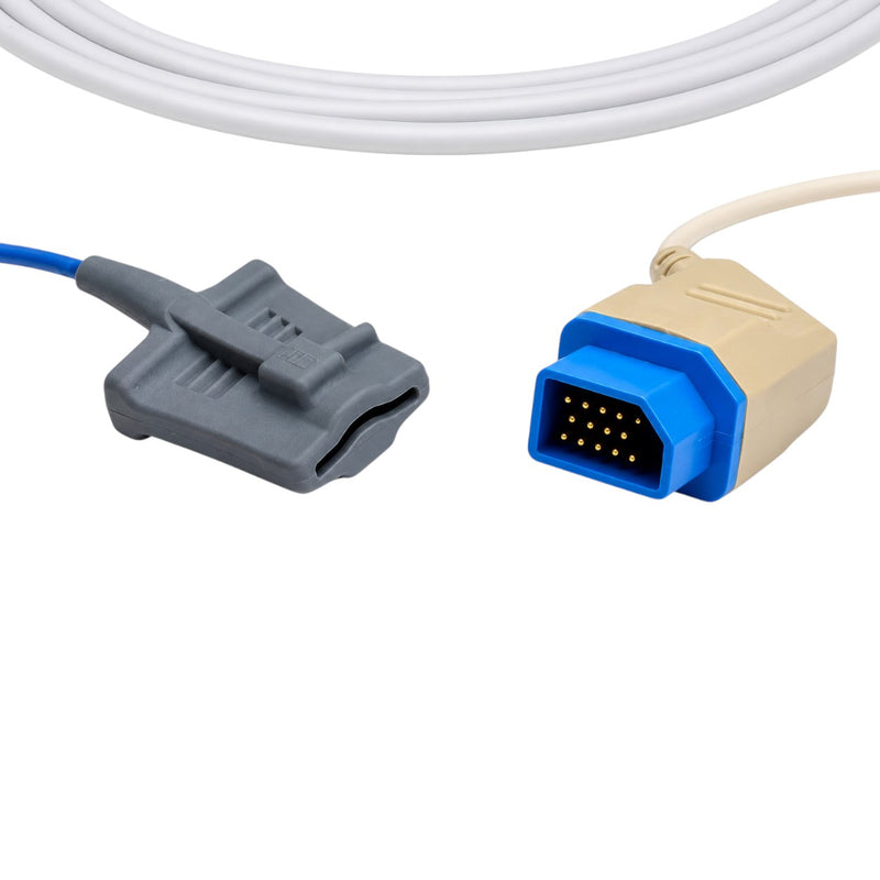 SpO₂ sensor with 14-pin distal connector for compatible Nihon Kohden equipment
