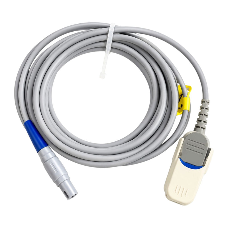 White TPU SpO2 cable for Nihon Kohden monitoring setups