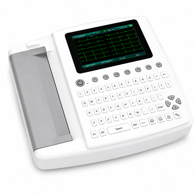Niscomed Flight 1201 Twelve Channel ECG Machine with 7-inch touchscreen and thermal printer