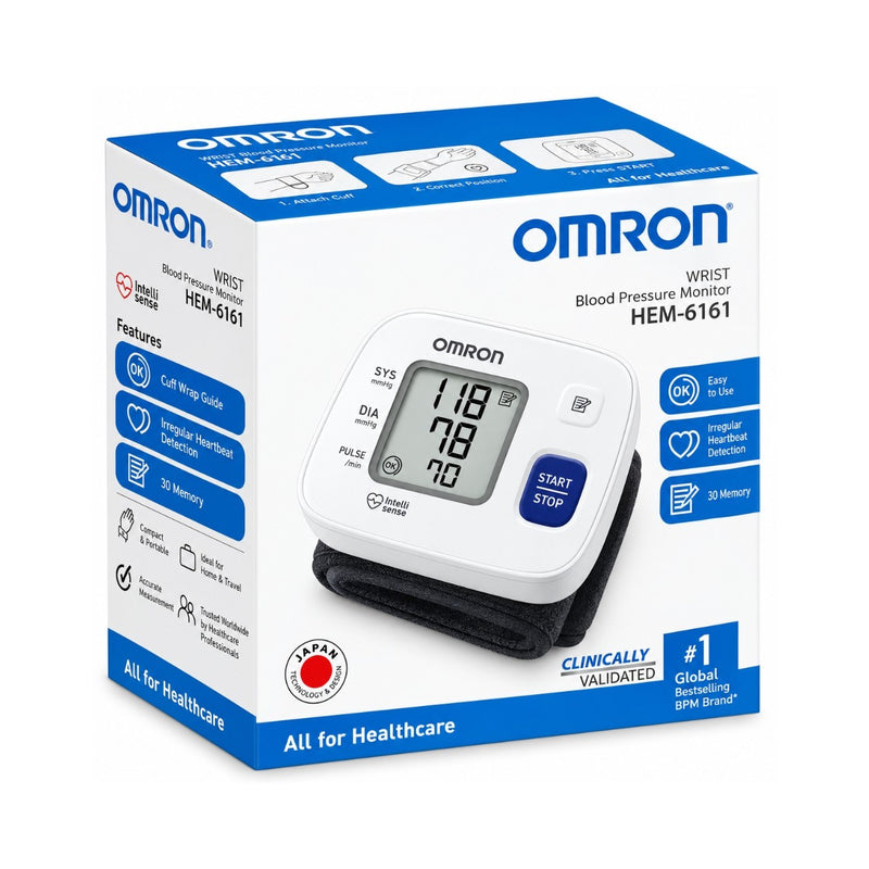 Omron HEM-6161 digital wrist BP monitor with display